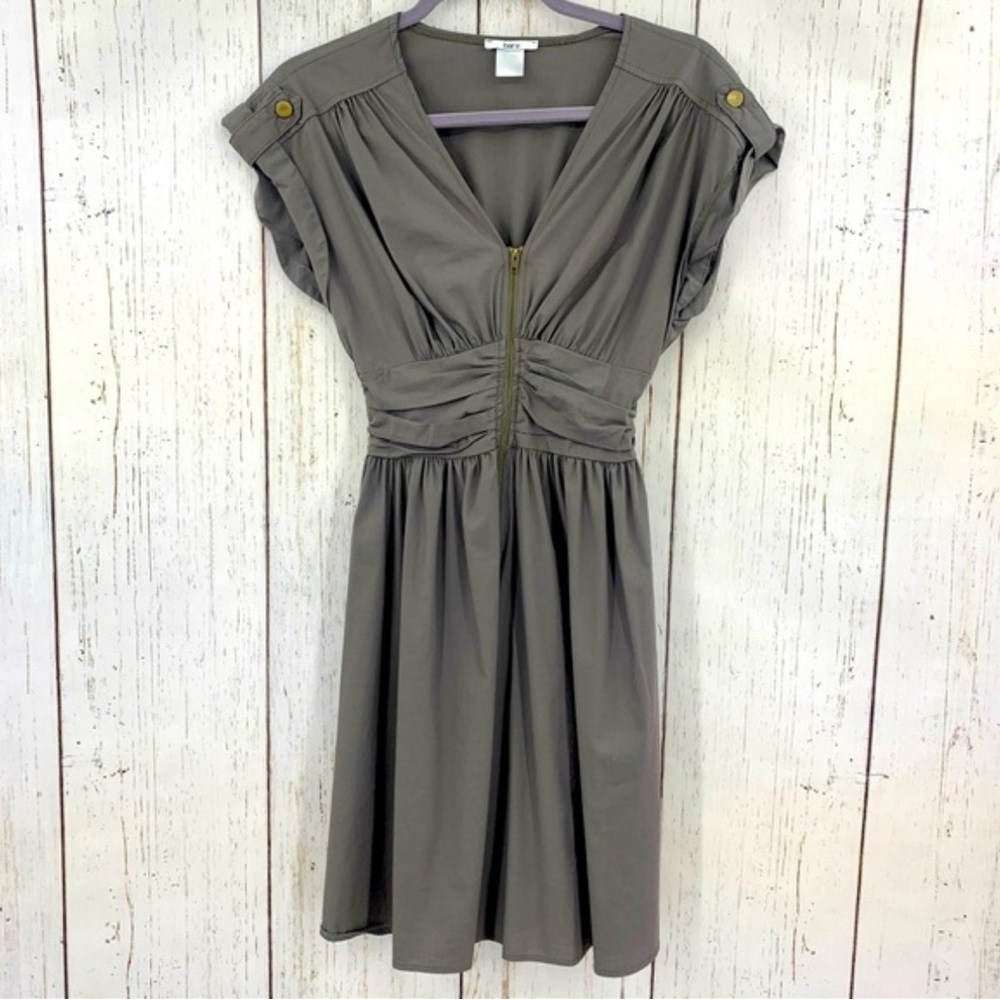 Bar III military green  Taupe Midi Dress with Ruched Detail